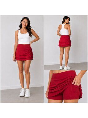 JoyLab Red High-Rise Skort With Built-In Shorts Size S